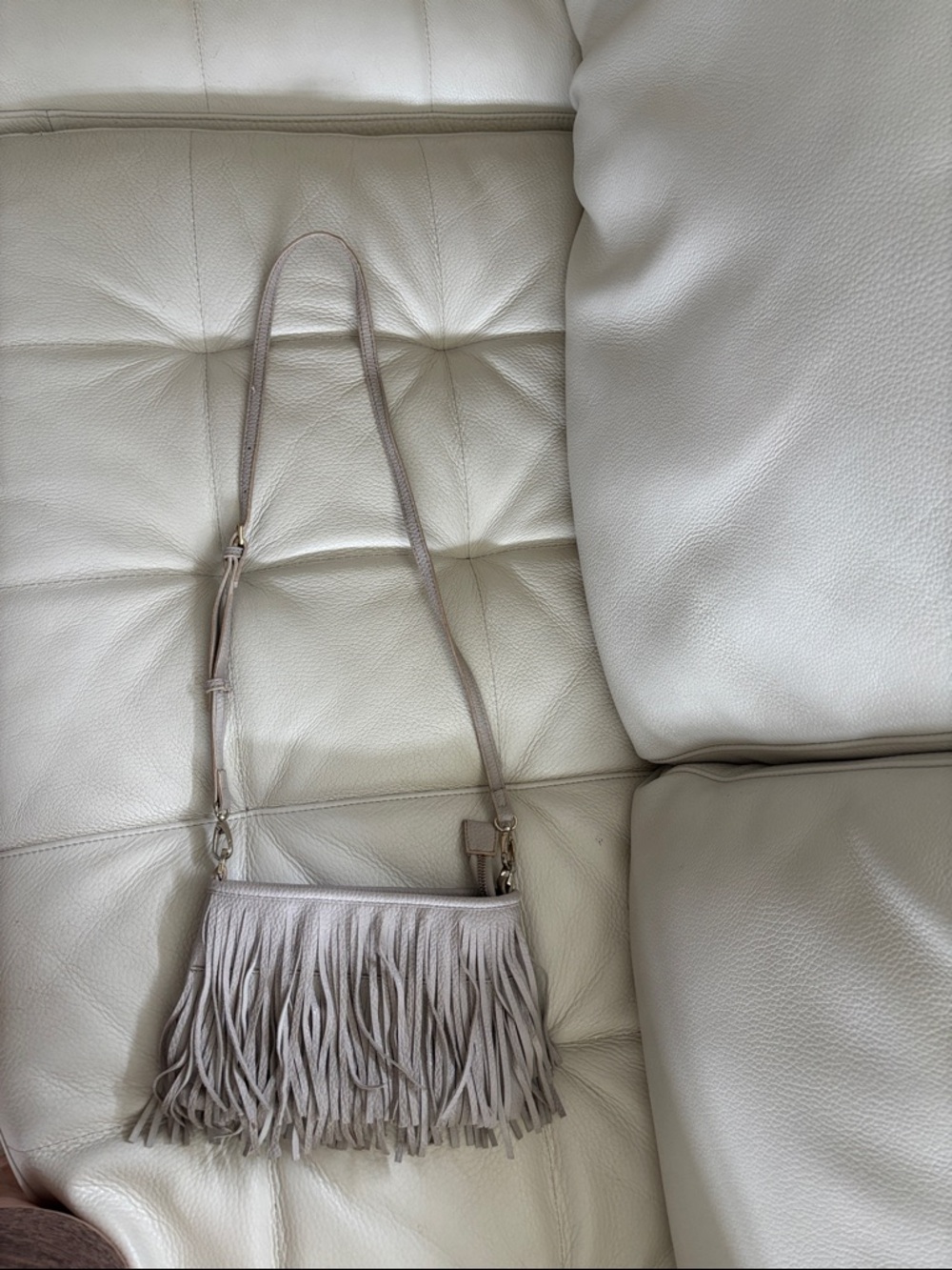 Fringe Crossbody Bag in Light Taupe